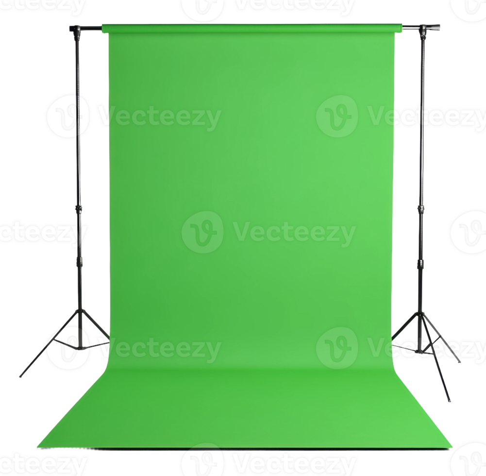Green backdrop setup for photography sessions, cut out - stock . png