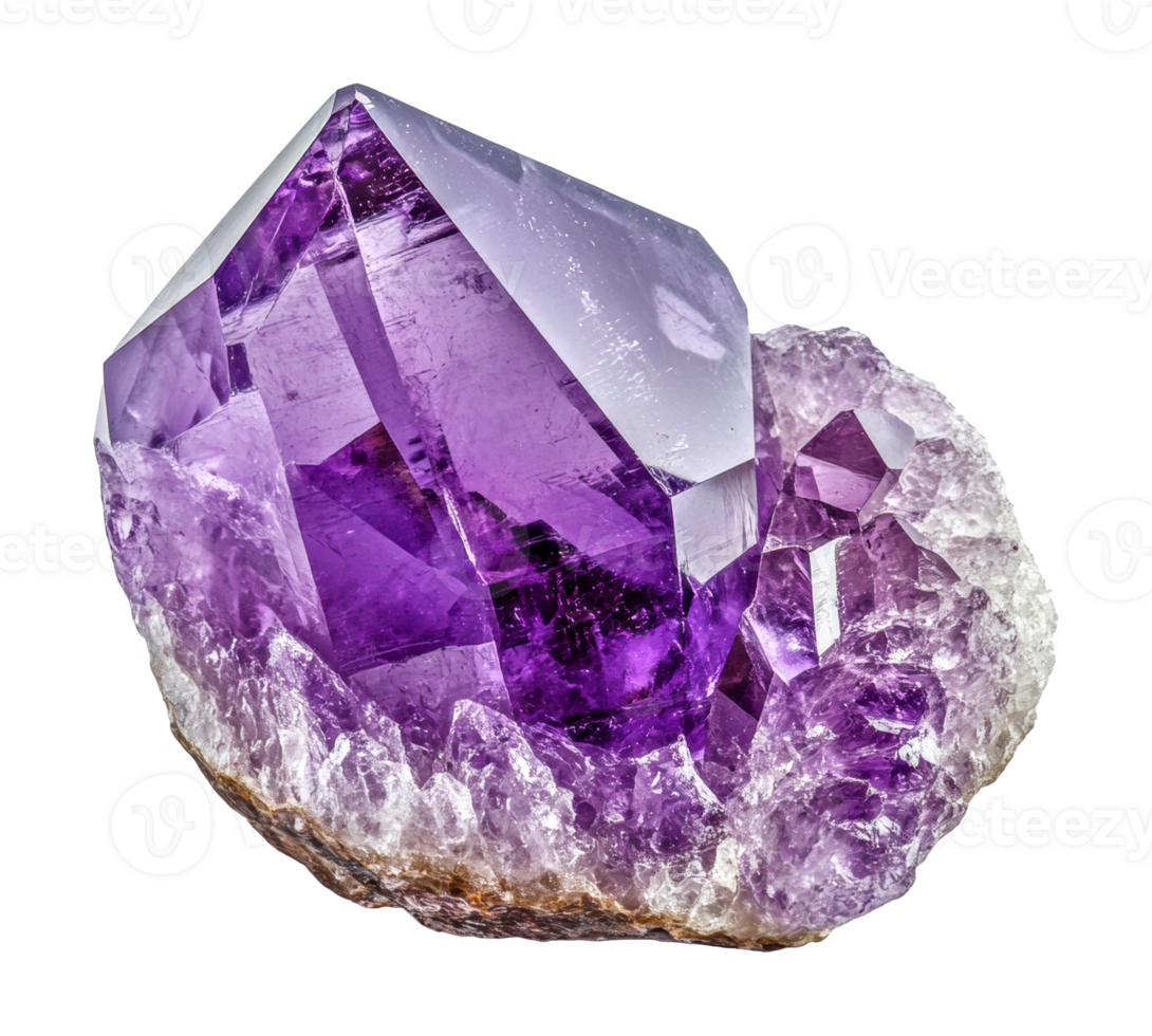 Clear-faceted amethyst with natural base, cut out - stock . png