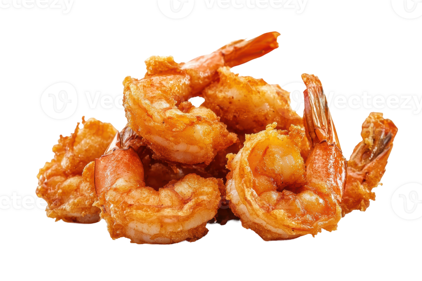 Crispy fried shrimp served, cut out - stock . png