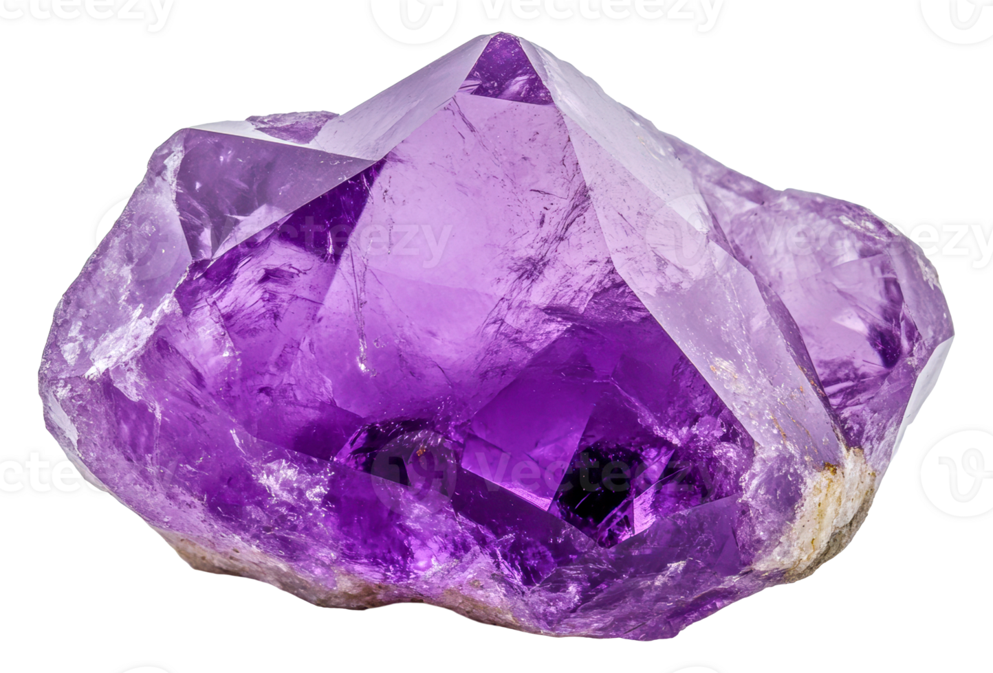 Amethyst crystal with sharp points and rich color, cut out - stock . png
