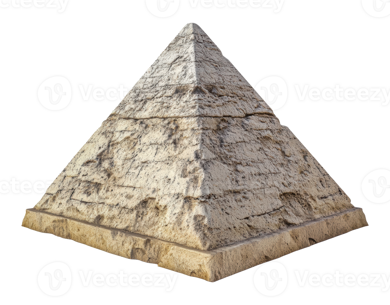 Ancient pyramid structure with weathered stones, cut out - stock . png