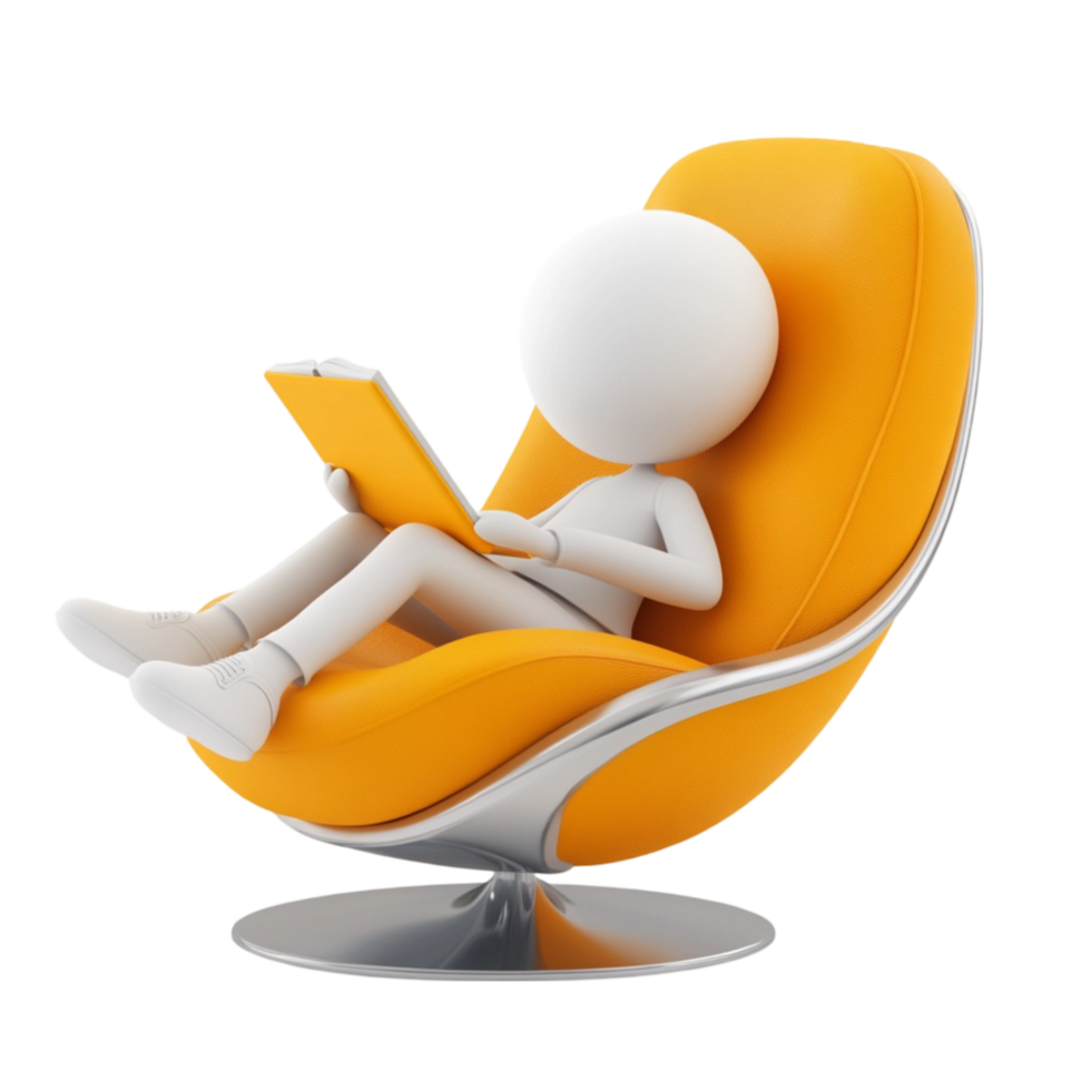 3D Character Sitting AI-Generative png