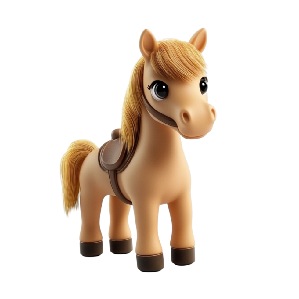 Cartoon Horse with Brown Hair AI-Generative png