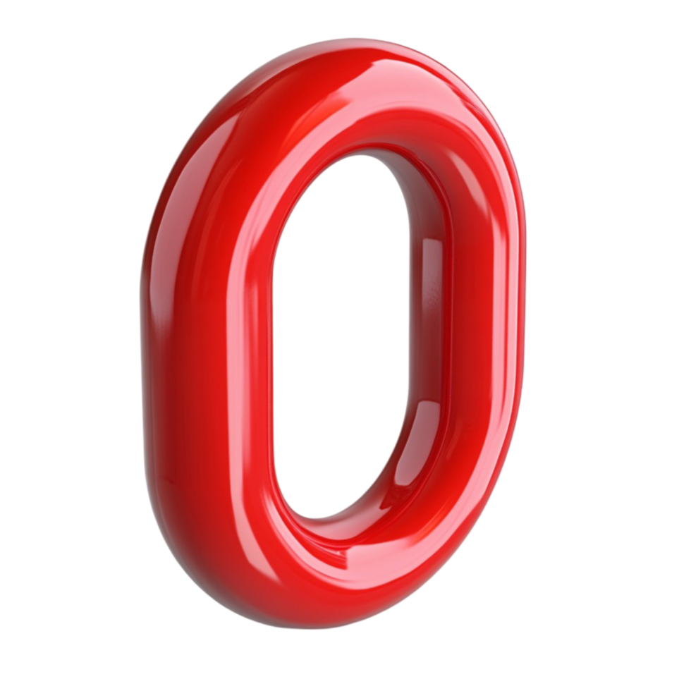 3d rojo letra o ai-generativo png