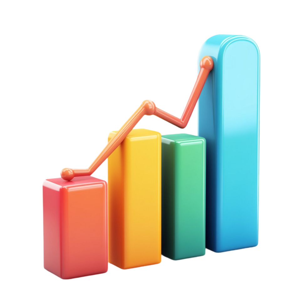 3D Bar Graph with Upward Trend AI-Generative png