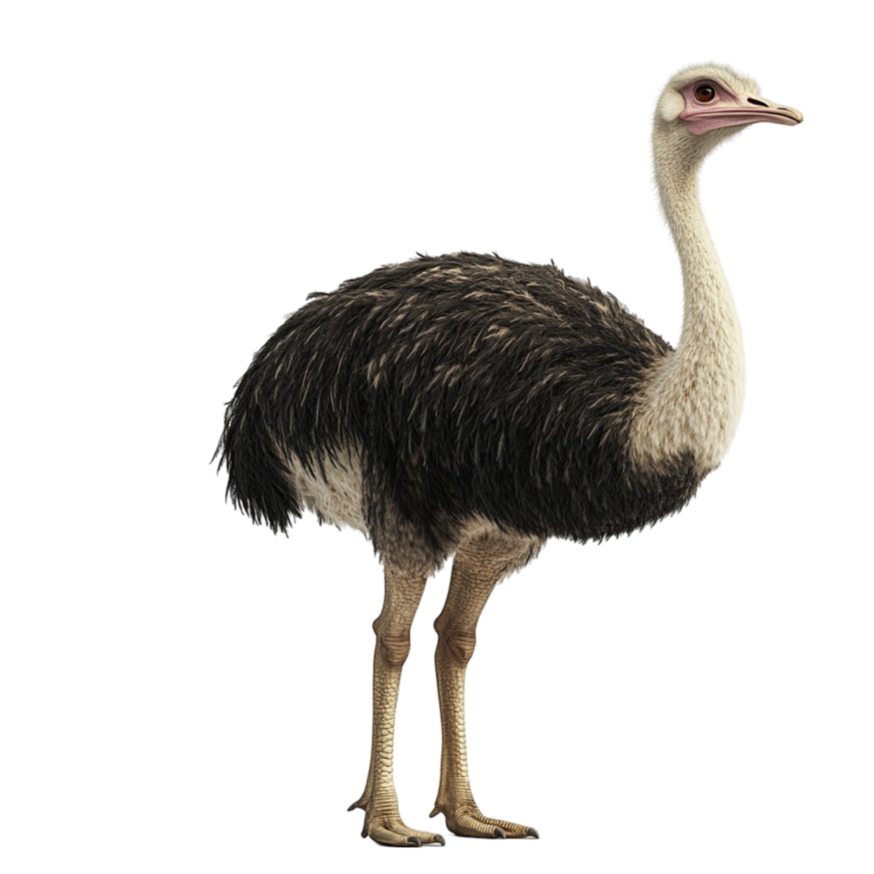 Ostrich Standing on Transparent Background AI-Generative png