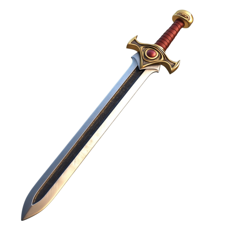 Sword with Red Gem AI-Generative png