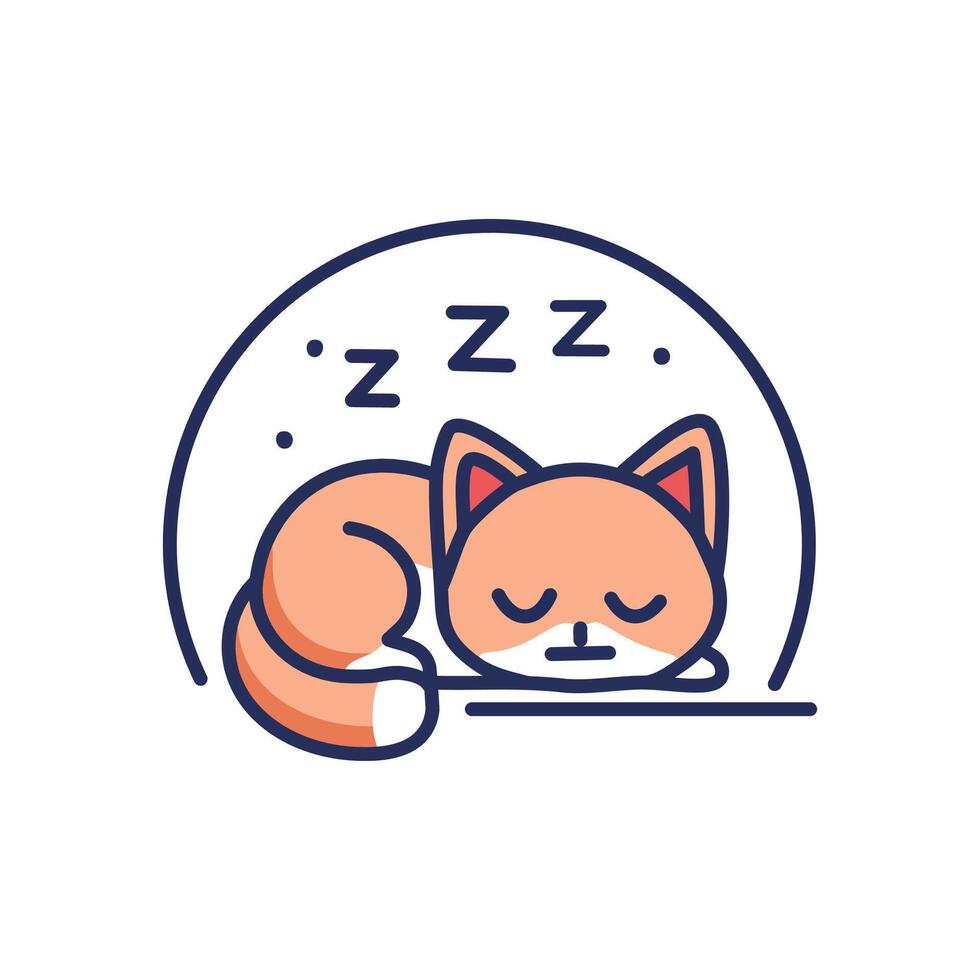 Cute cat sleeping cartoon illustration vector