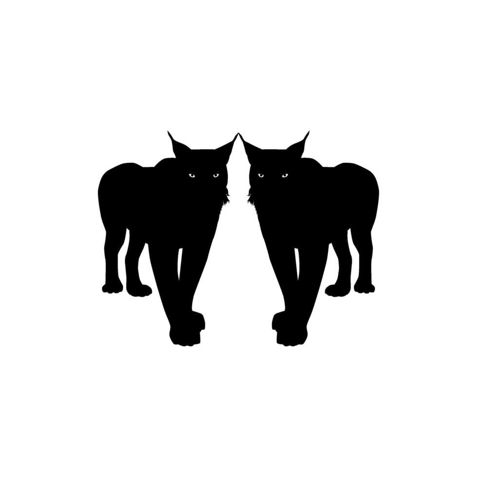Pair of the Caracal Cat Silhouette, flat style, can use for Art Illustration, Logo Gram, Pictogram, Website or Graphic Design Element vector