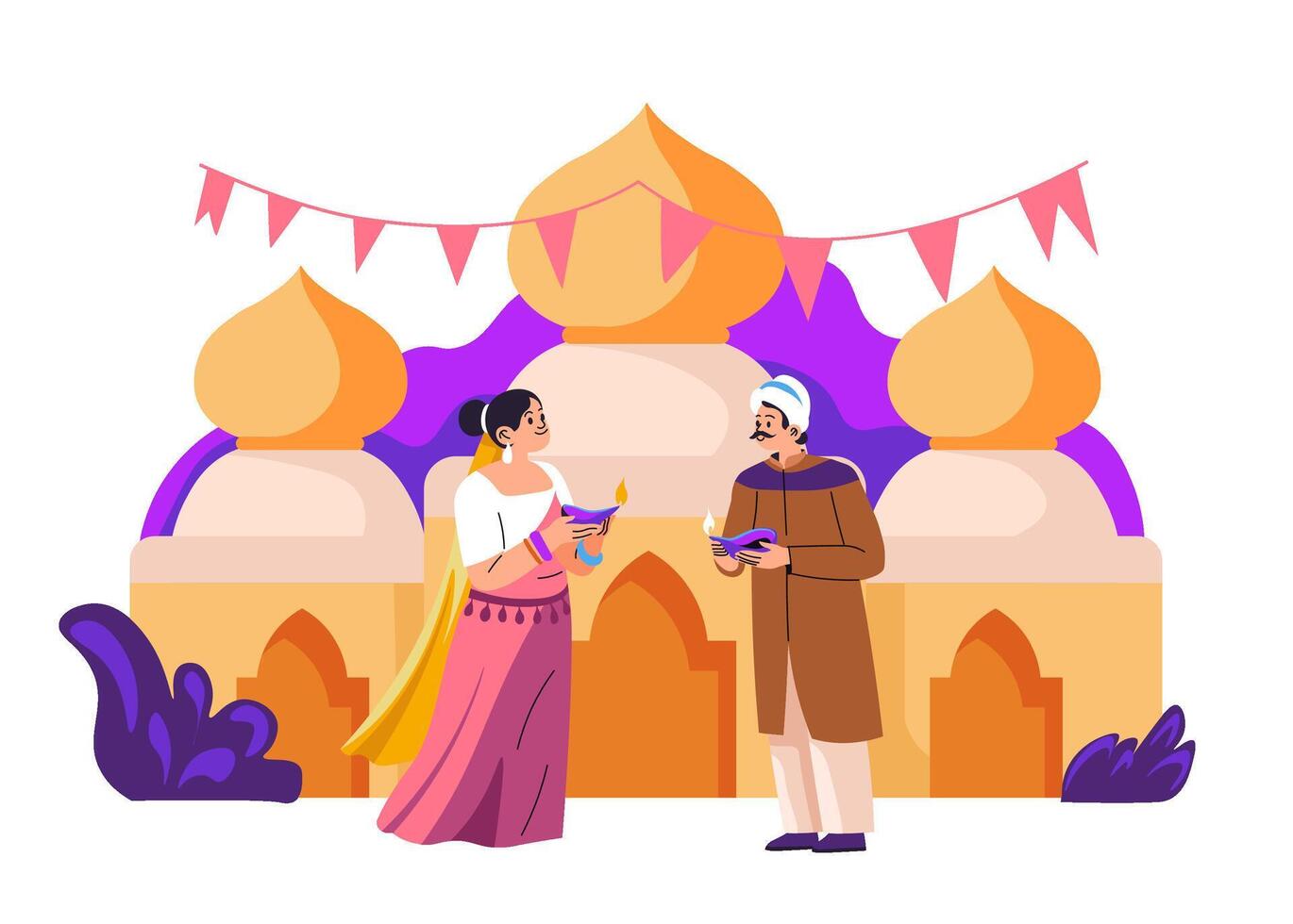 Traditional Diwali Greeting Scene vector