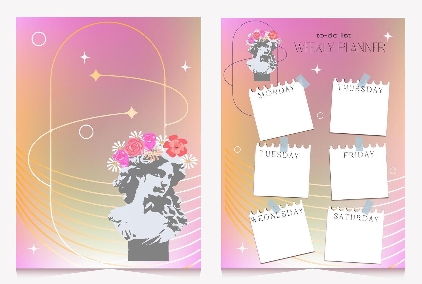 Design notes. To do list. Beautiful planner for school. vector