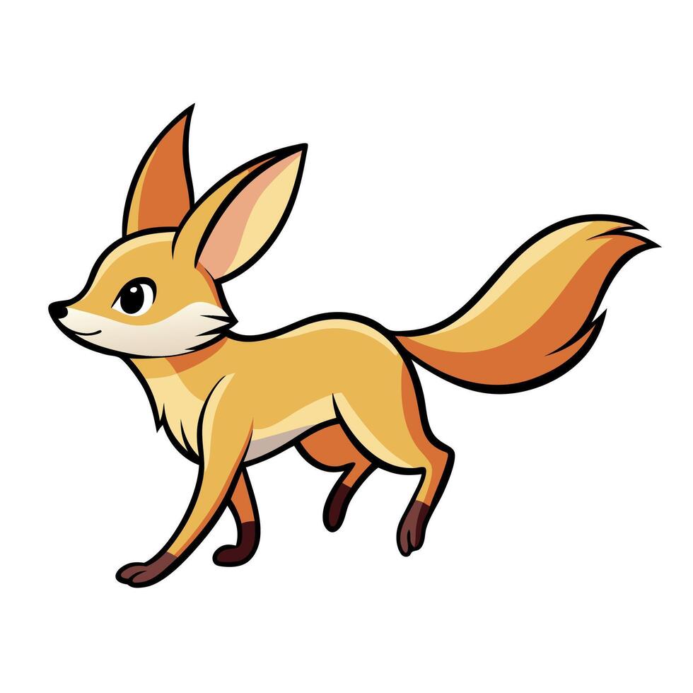 Fennec Fox runs kawaii vector
