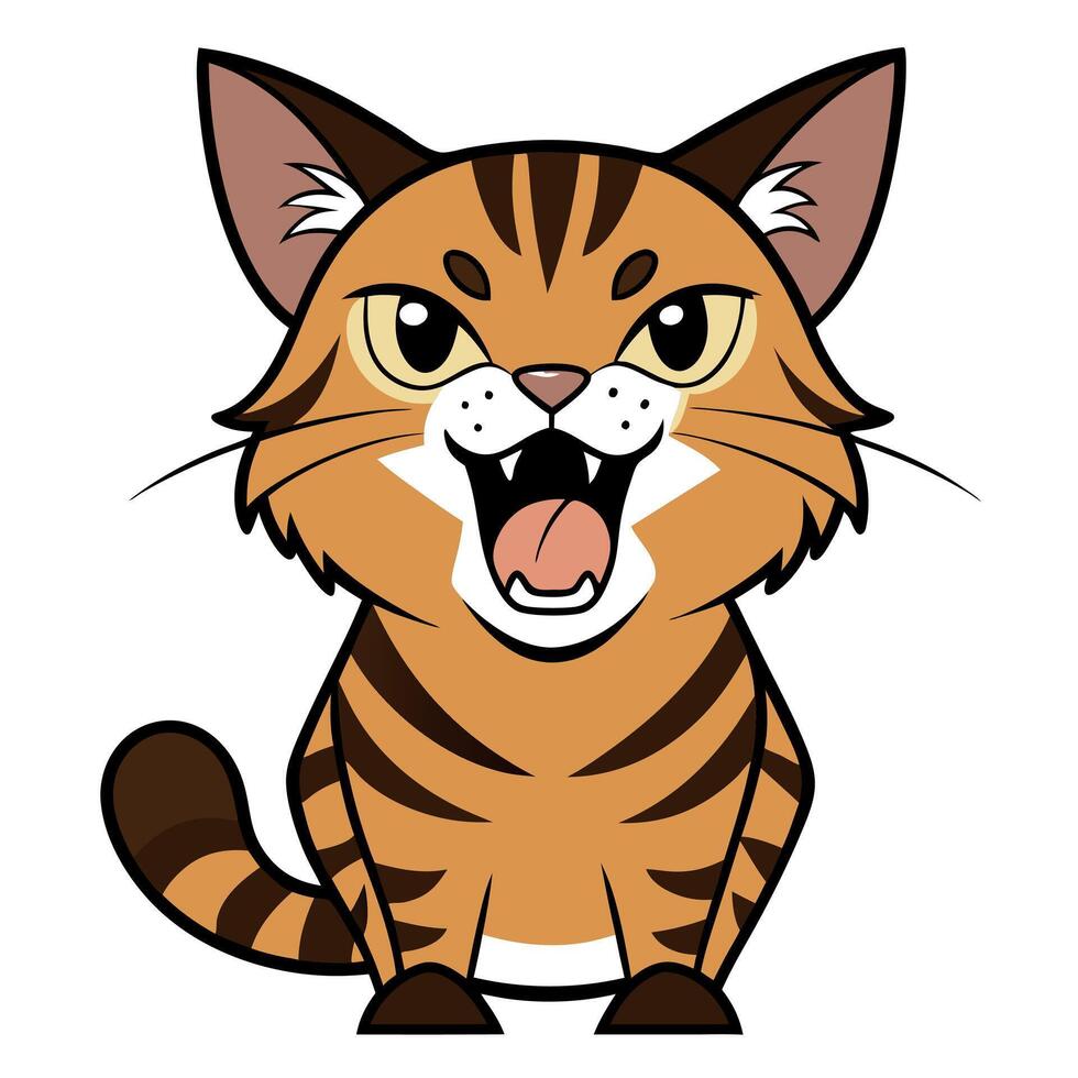 European Wildcat cat speaks kawaii vector