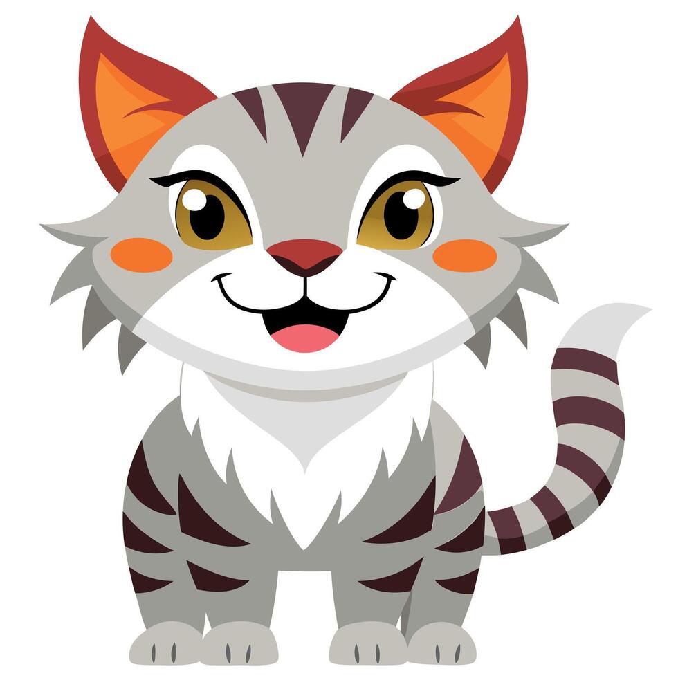 European Wildcat cat smiles kawaii vector
