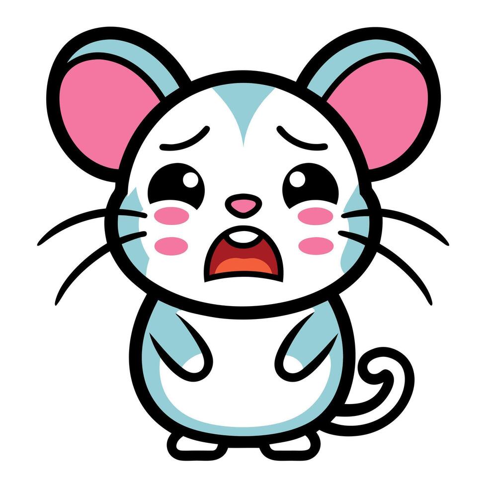 Fancy Mouse cries kawaii vector