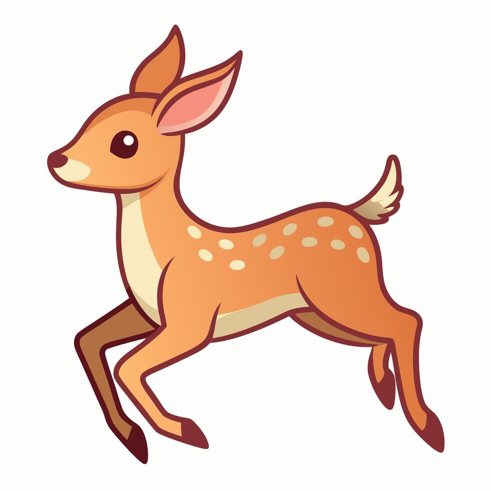 Fallow Deer jumps kawaii vector