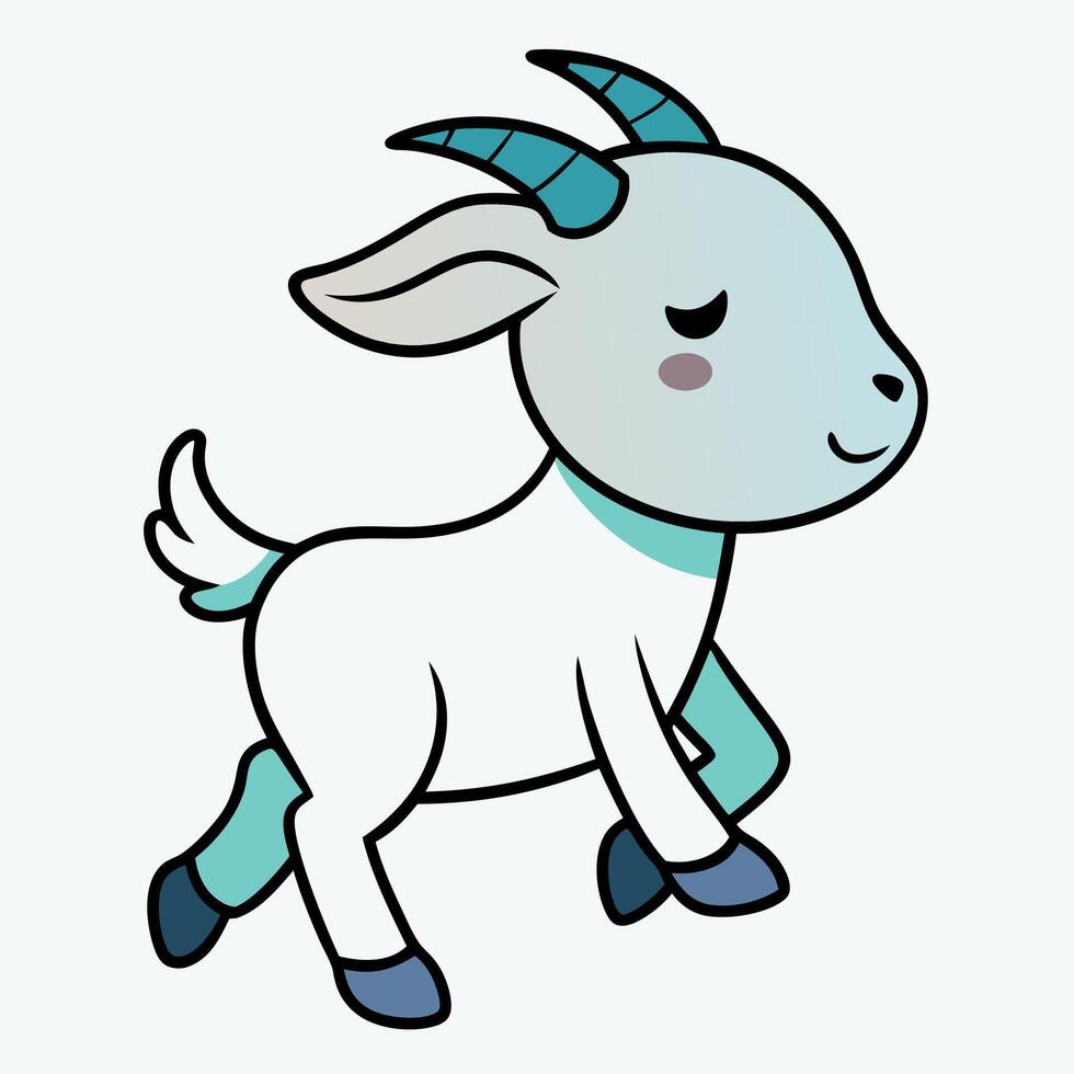 Fainting Goat walks kawaii vector