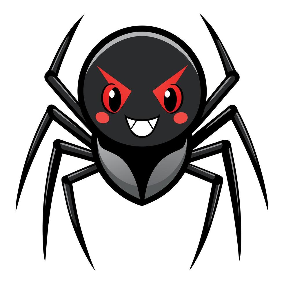False Black Widow Spider laughs kawaii vector