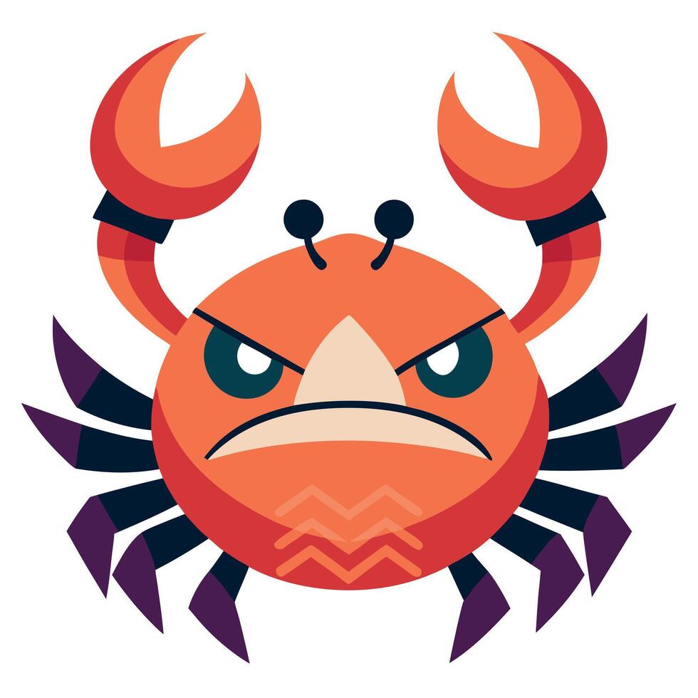 Fiddler Crab angry kawaii vector