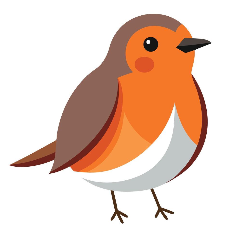 European Robin bird stay kawaii vector