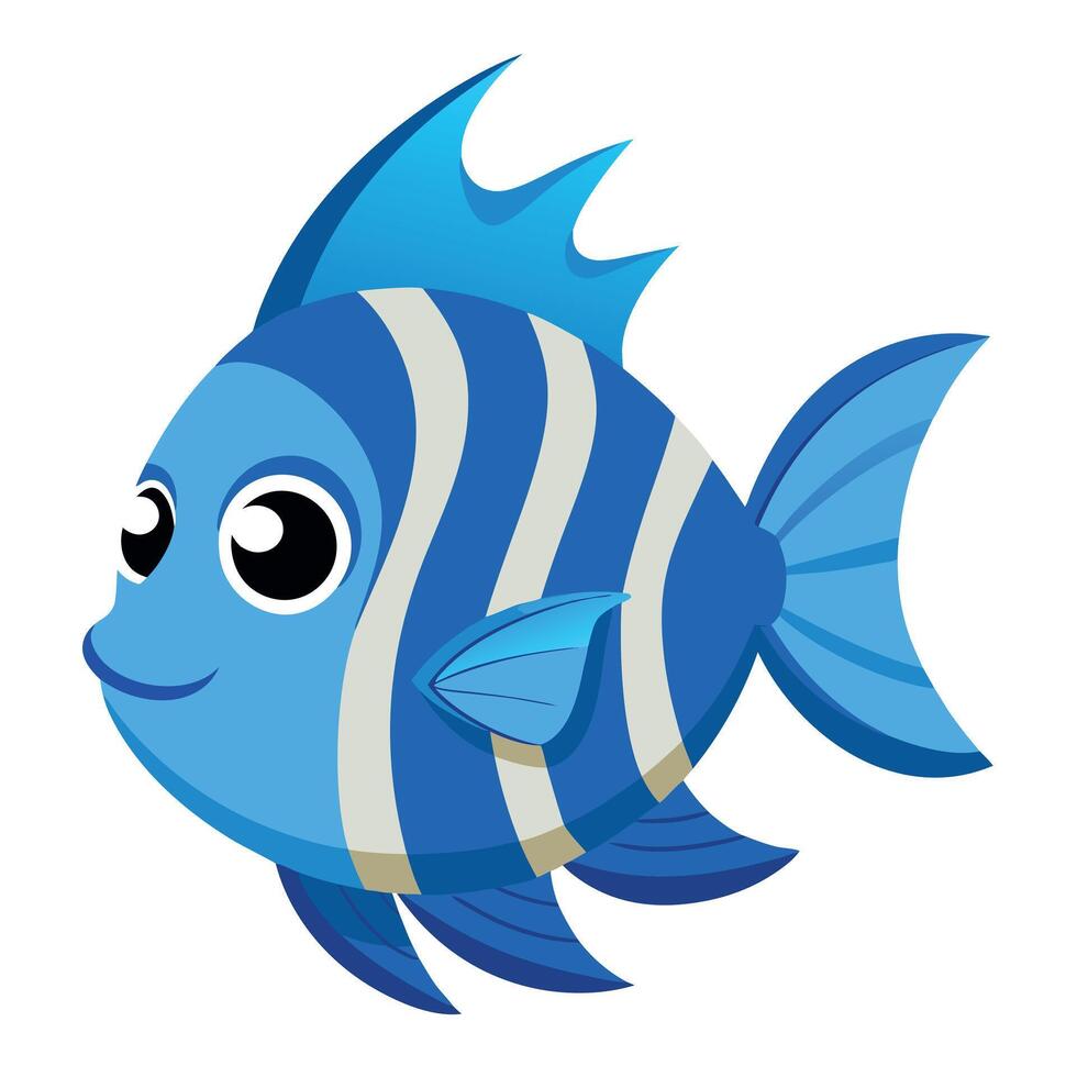 Fiji Blue Devil Damsel Fish goes kawaii vector