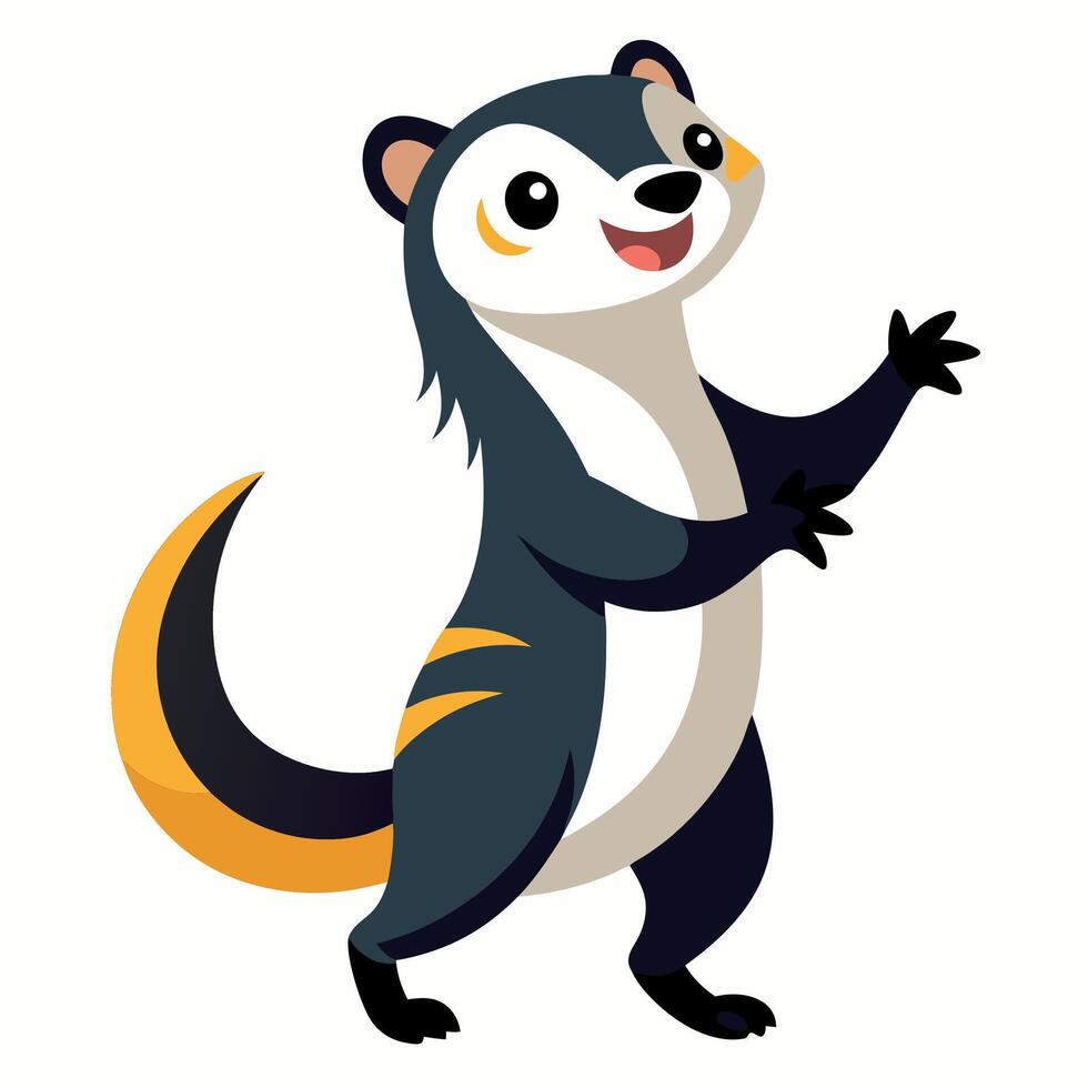 Ferret rodent dancing kawaii vector