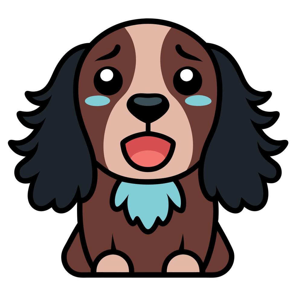 Field Spaniel dog cries kawaii vector