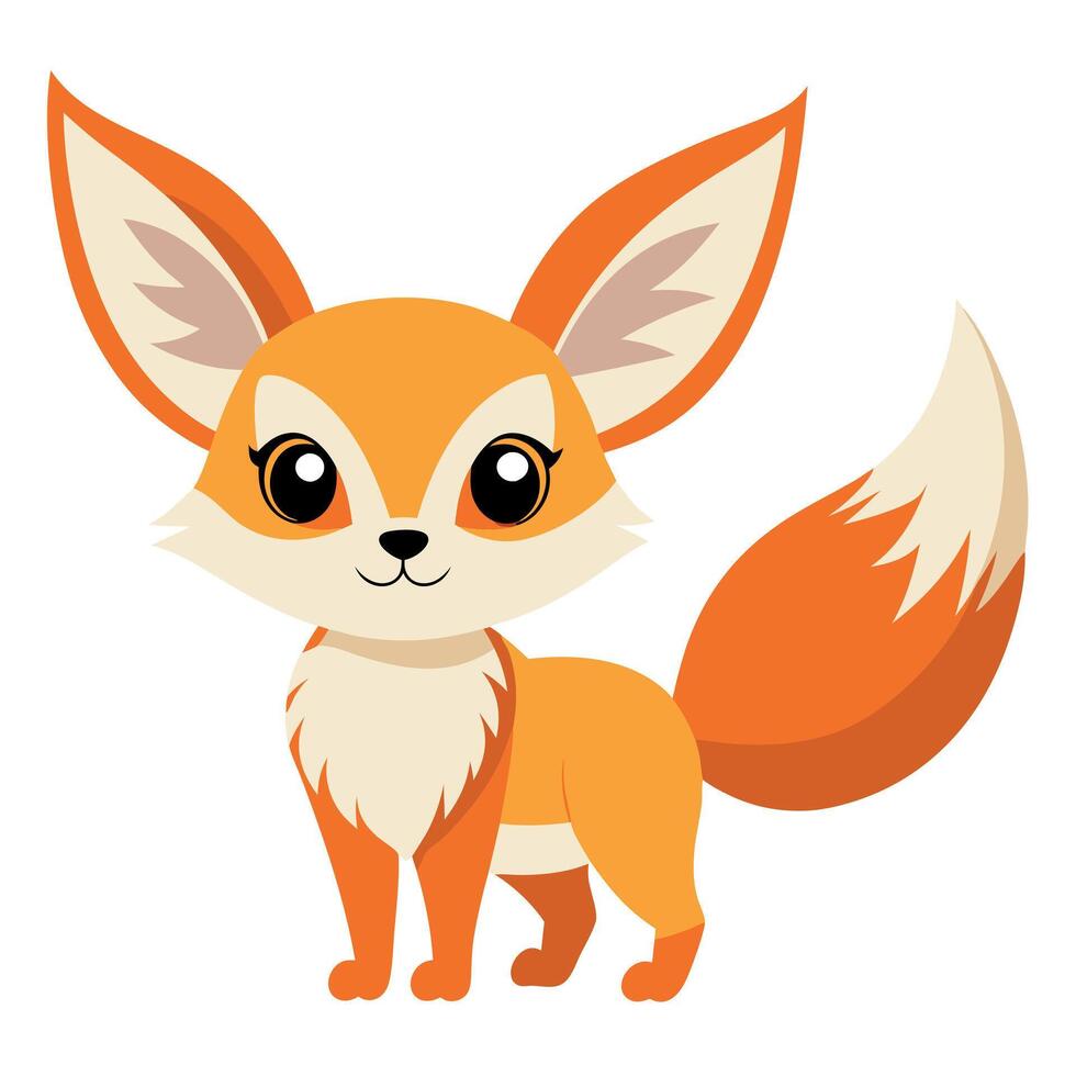Fennec Fox stands kawaii vector