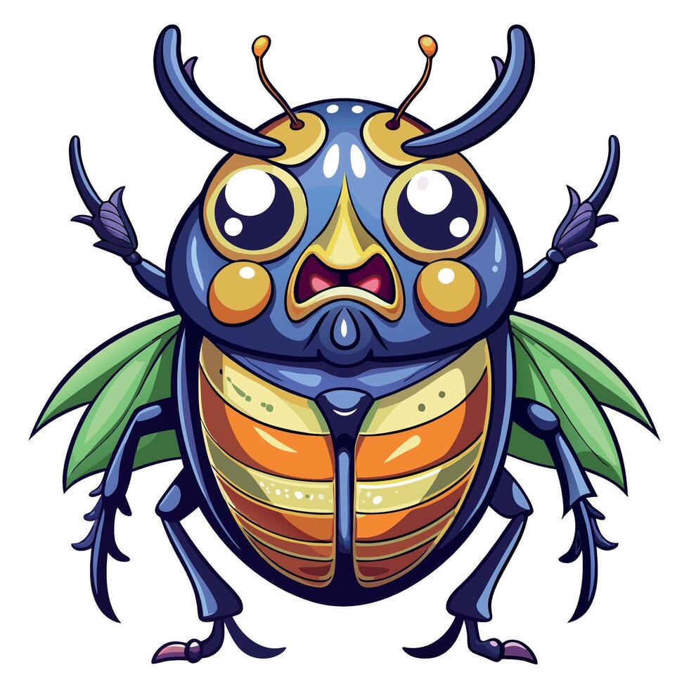 Figeater Beetle bug cries kawaii vector