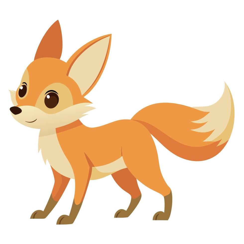 Fennec Fox walks kawaii vector