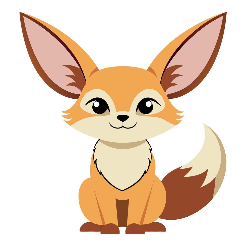 Fennec Fox smiles kawaii vector