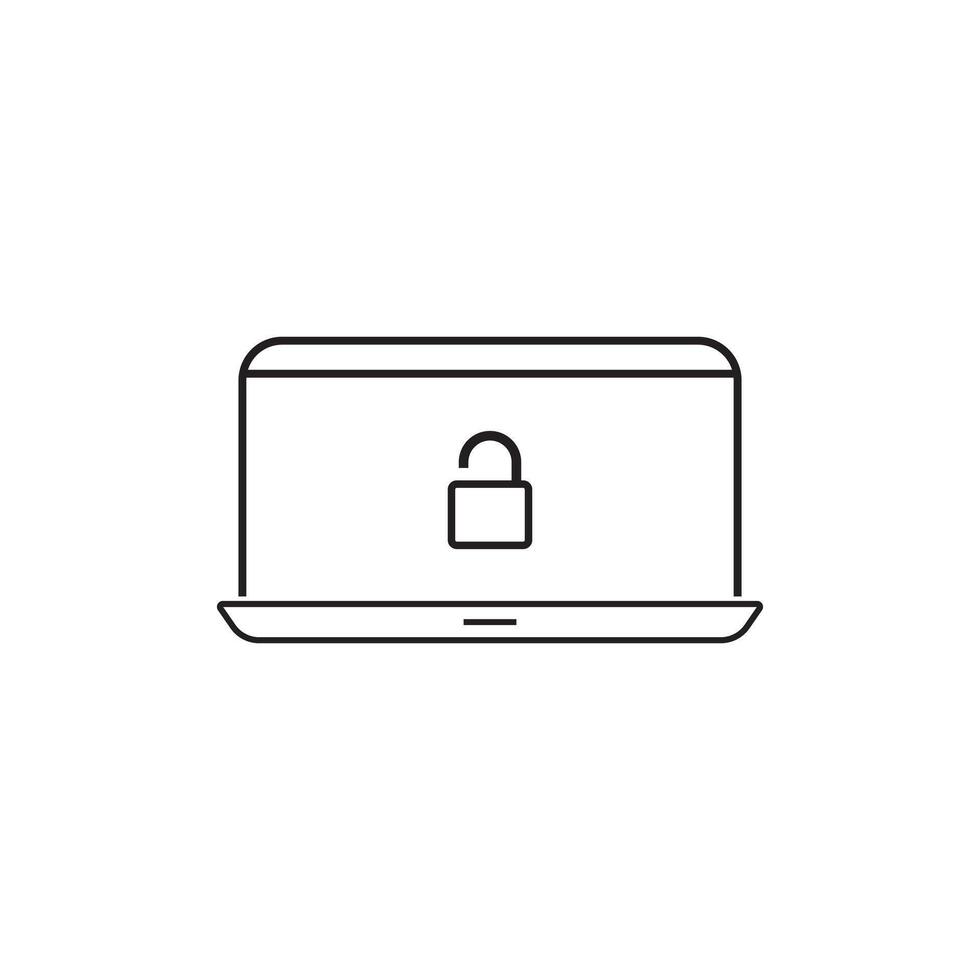 pc or laptop icon with the concept of open lock vector