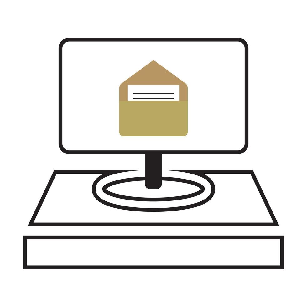 mailbox with mail on computer screen vector