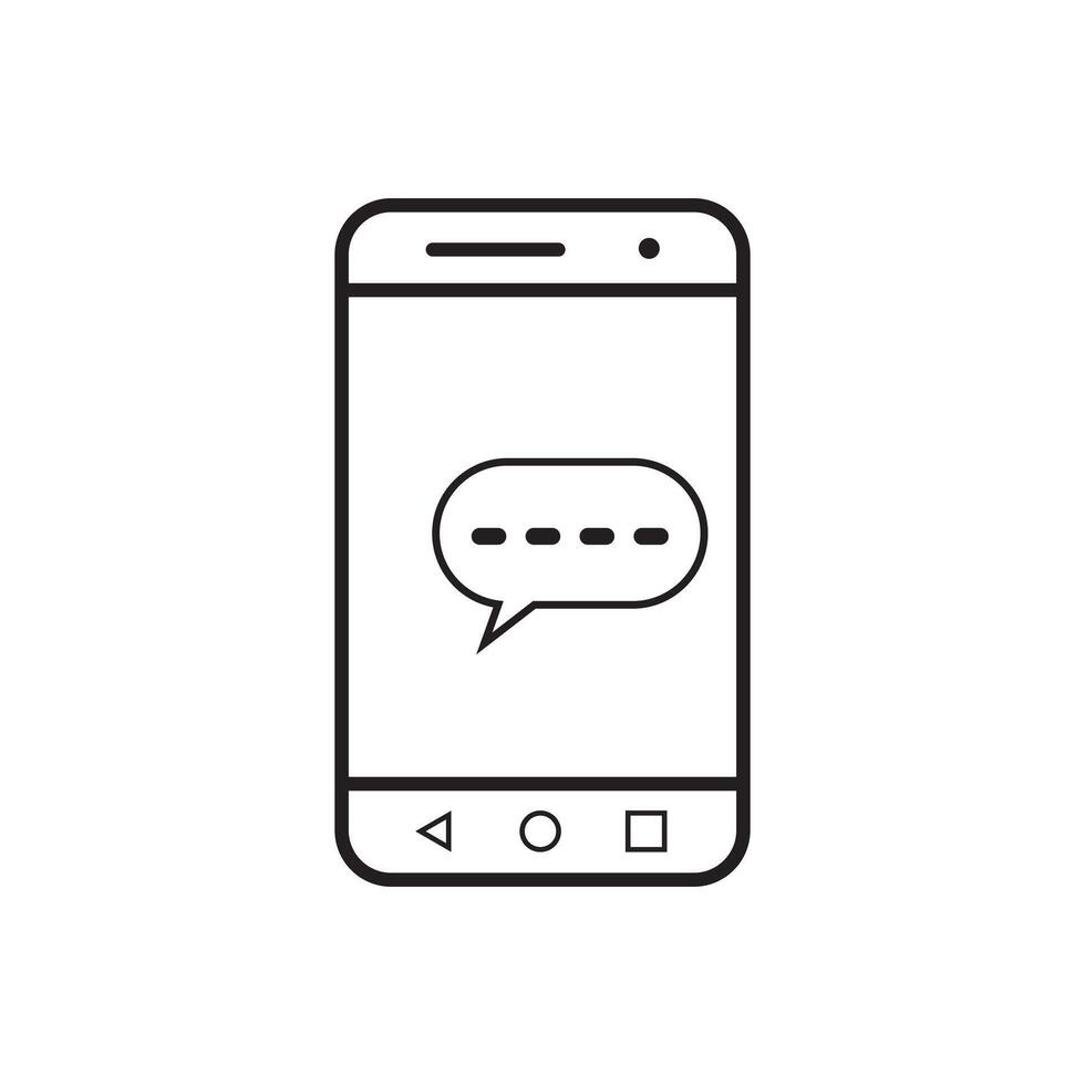 mobile phone with a speech bubble in it, icon vector