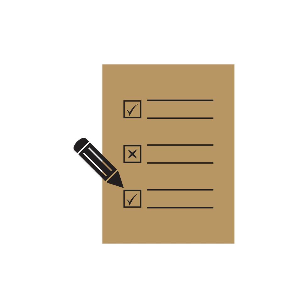 check box list sheet with pencil, icon vector