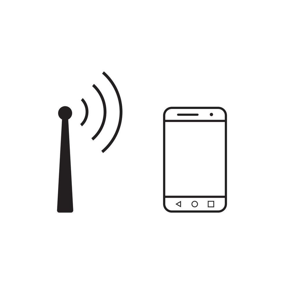 mobile phone with internet signal provider tower vector