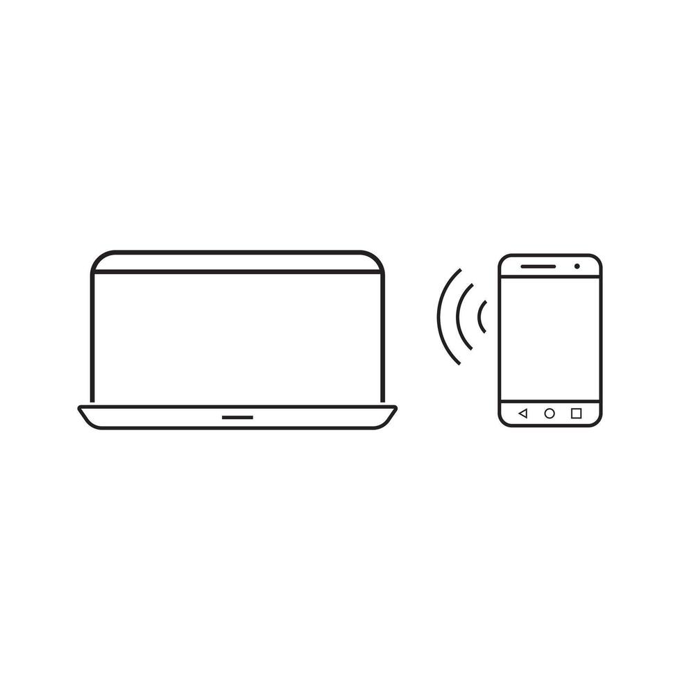 communication between phone and laptop, icon vector