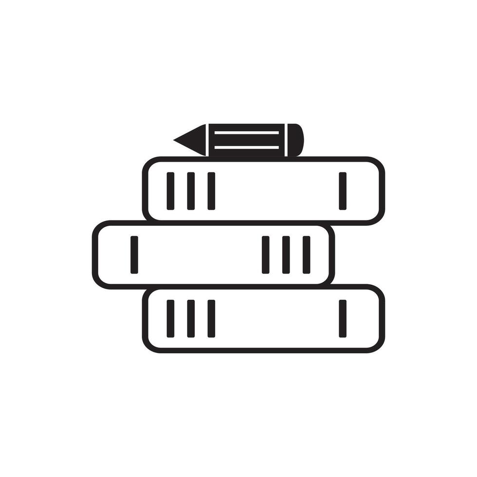 pencil over stack of books, icon vector