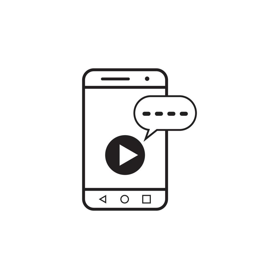mobile phone with play button and comment, icon vector