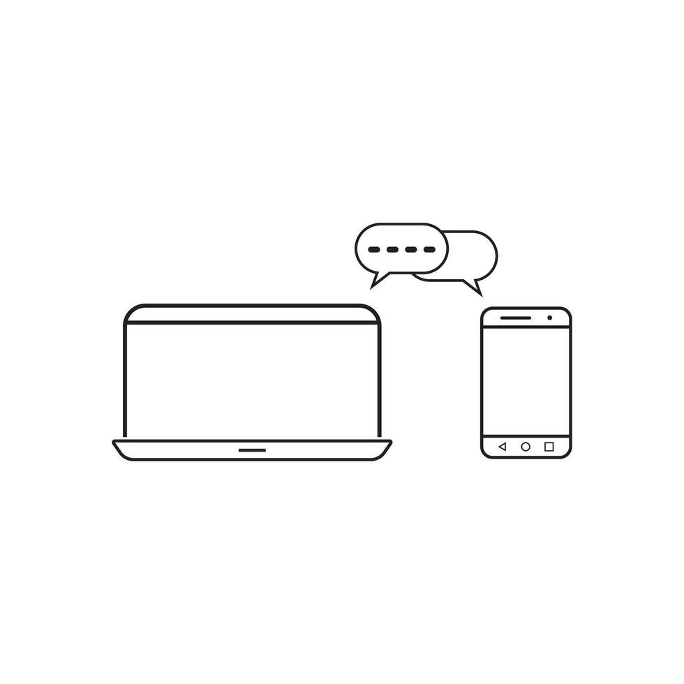 icon of conversation between phone and laptop or pc vector