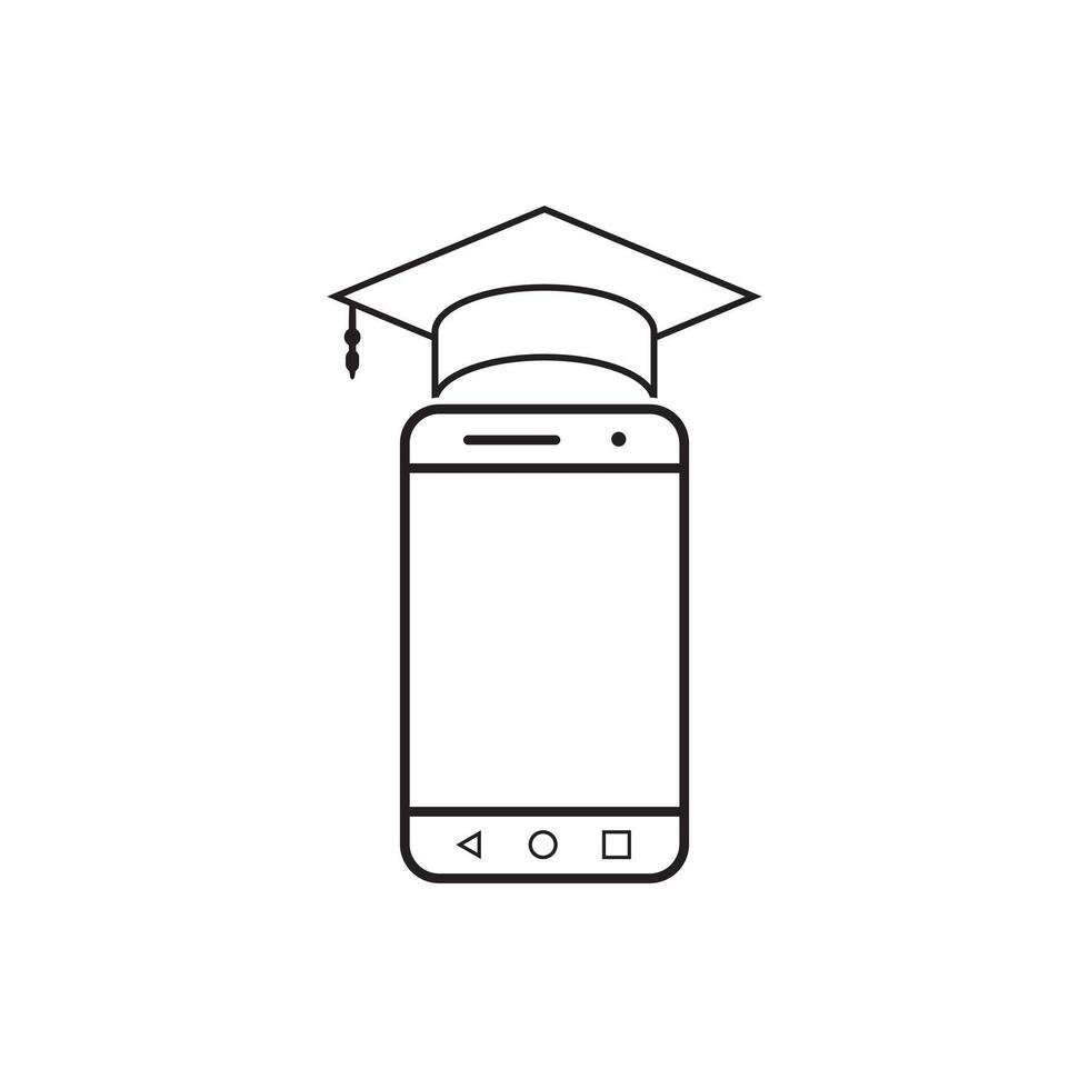 phone with graduation cap, icon vector