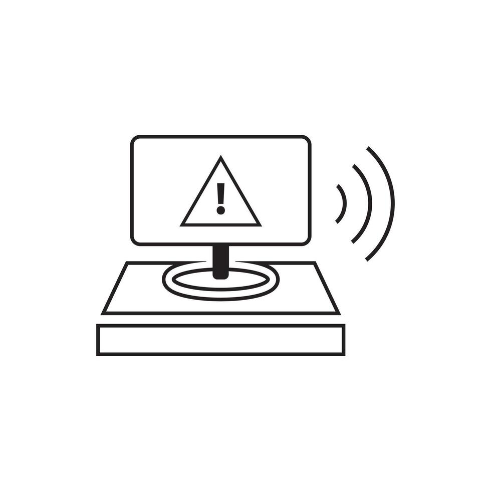 computer sending warning signals, icon vector