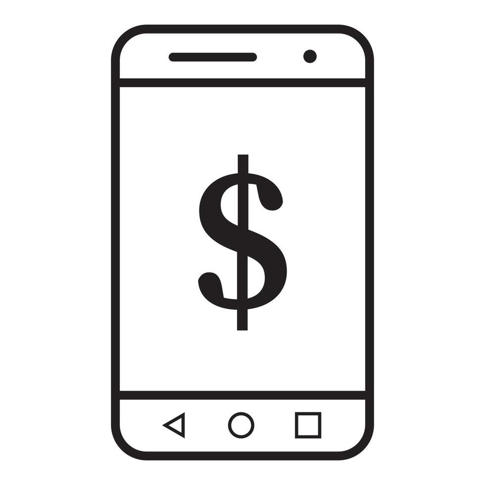 mobile phone with dollar sign vector