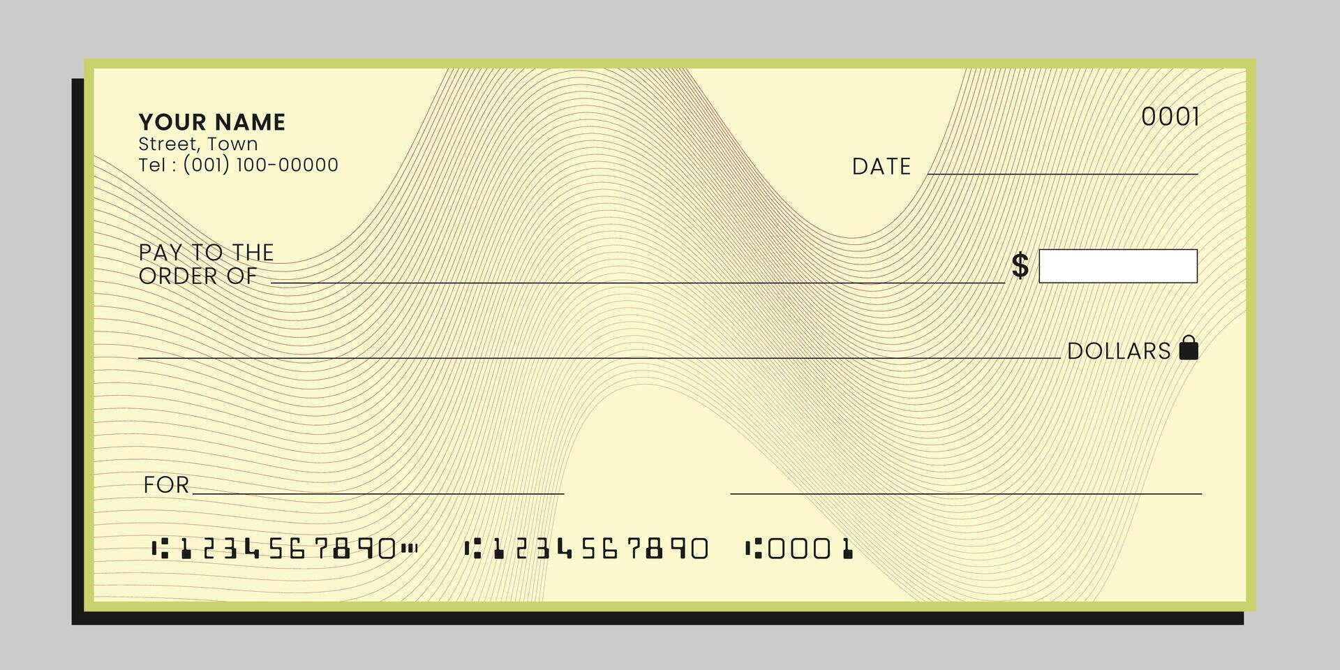 Blank bank check. Money payment bank check voucher or pay cash cheque certificate, account bill paycheck. . vector