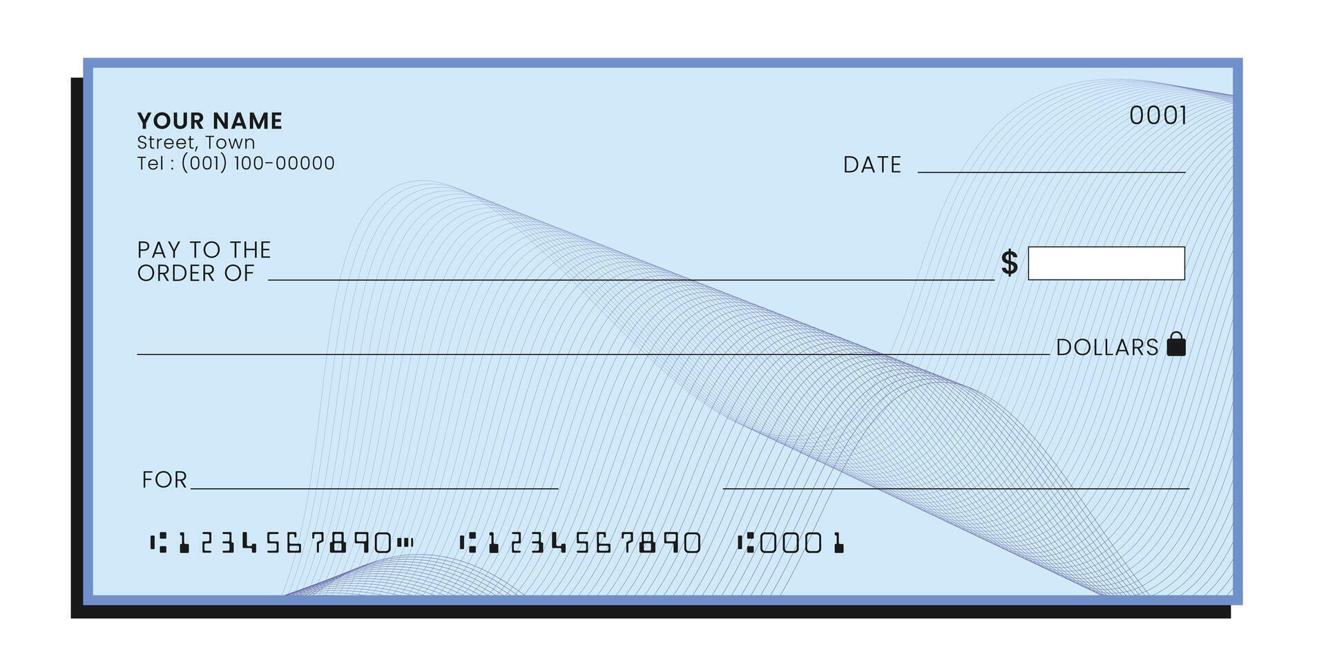 Payment check isolated on background. Empty blank mockup. illustration vector