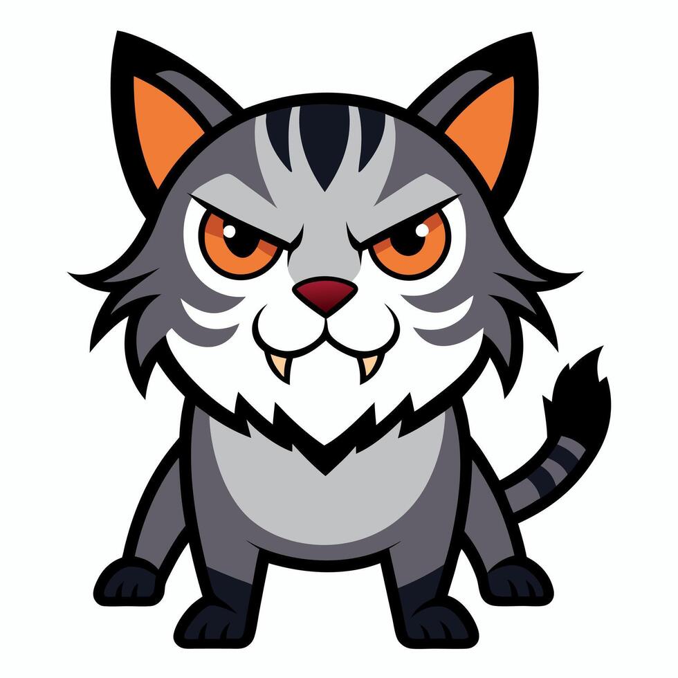 European Wildcat cat angry kawaii vector