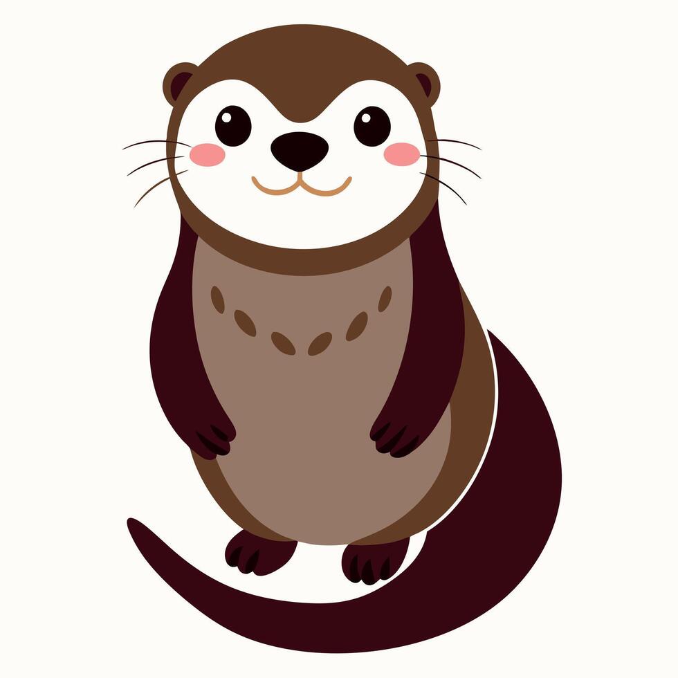 European Otter stay kawaii vector