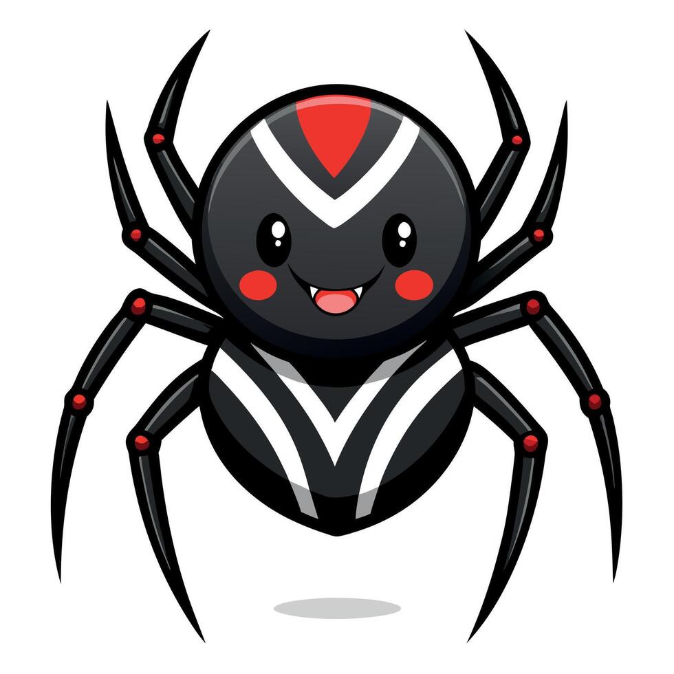 False Black Widow Spider runs kawaii vector