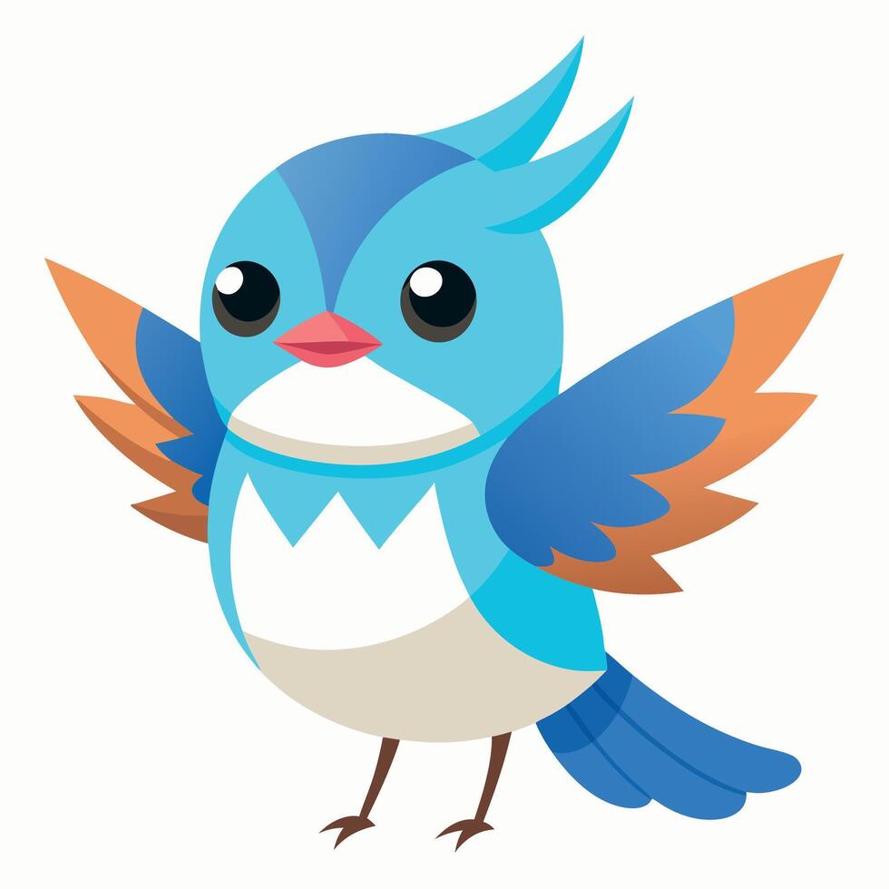 Fairy-Wren bird sits kawaii vector