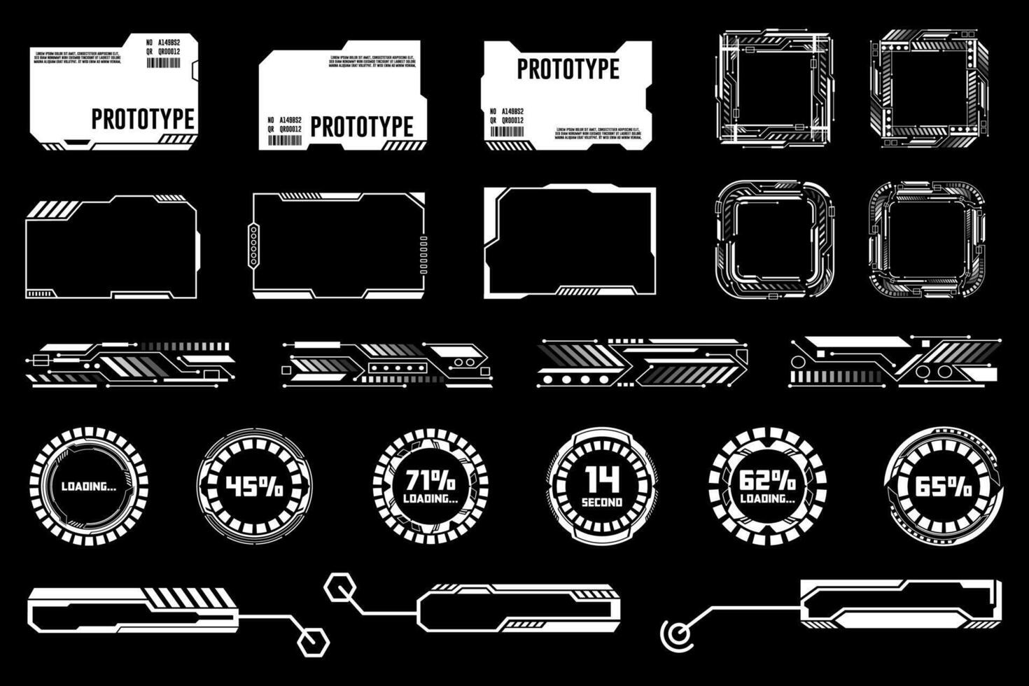 Futuristic HUD Interface Elements and Prototype Labels. Design Ui Templates Simple Layout vector